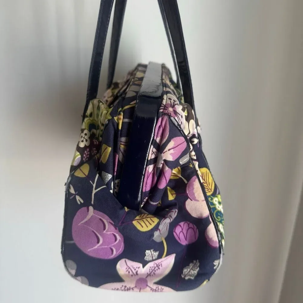 Vera Bradley Bird Floral Print Satchel Purse Blue